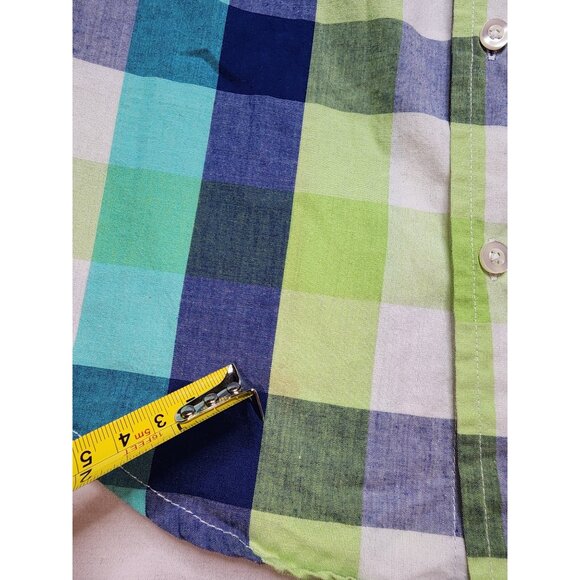 Wrangler Plaid Short Sleeve Button Down Shirt size Small (6-7) Green/Blue - Picture 3 of 6